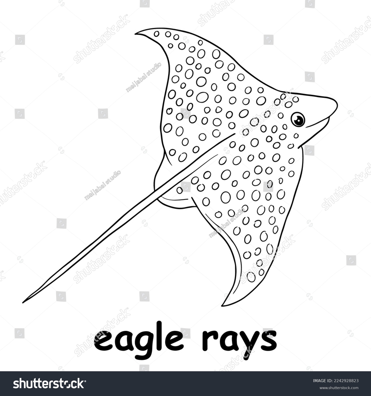 Kids line illustration coloring eagle rays stock vector royalty free