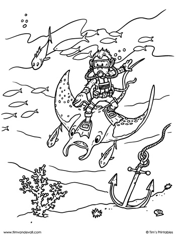 Manta ray monkey coloring page â tims printables