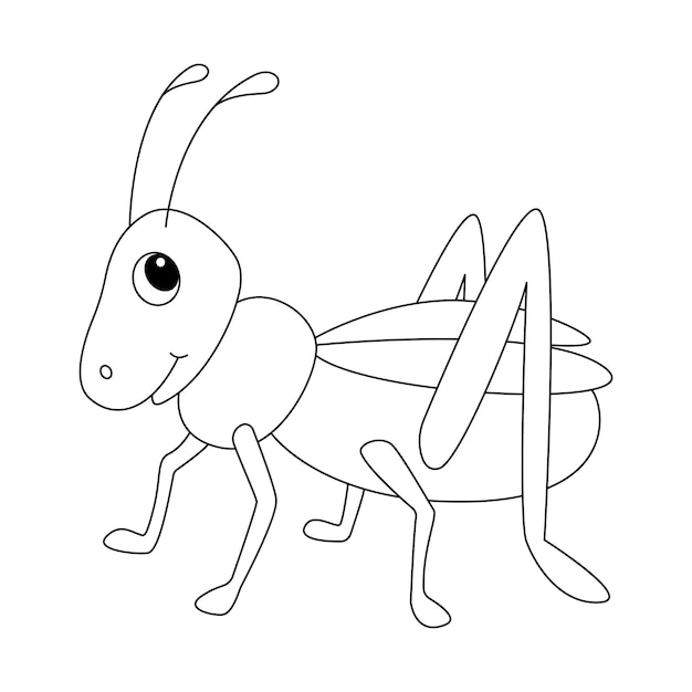 Premium vector grasshopper vector grasshopper contour for coloring book