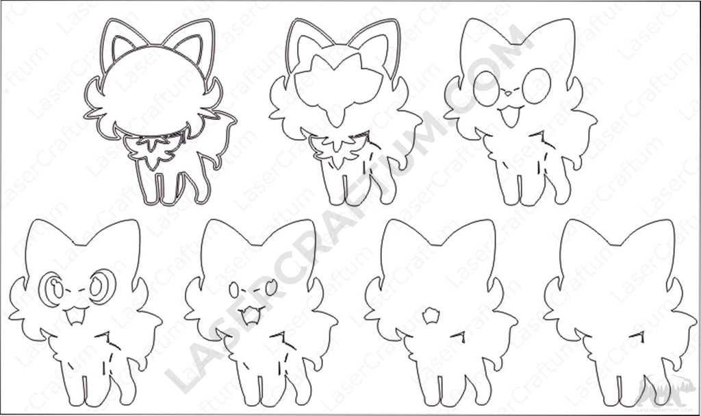 Sprigatito pokemon layered design for cutting