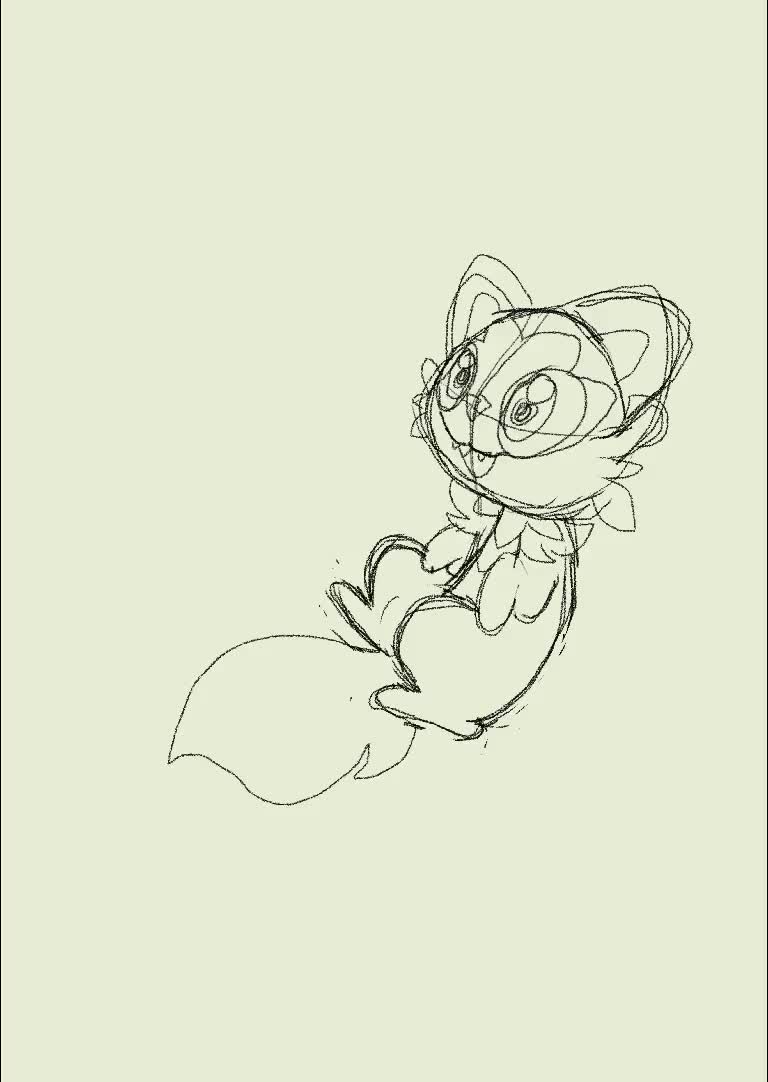 Sprigatito print fine line pokemon scarlet violet floral art
