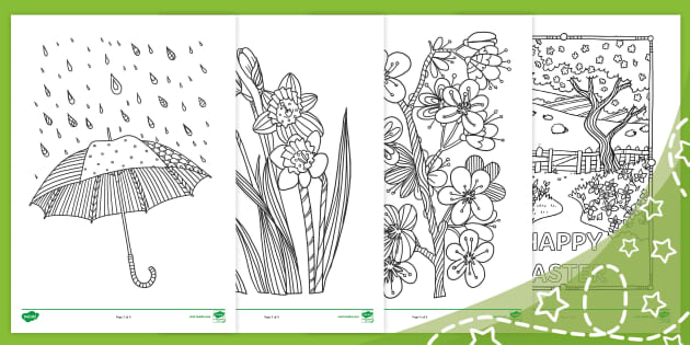 Spring colouring pages primary resources teacher made