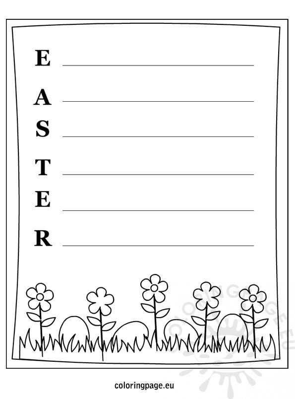 Easter writing template coloring page