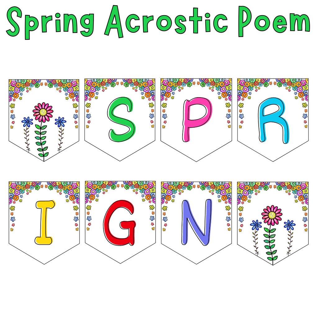 Spring acrostic poems poetry writing bulletin board decoration made by teachers