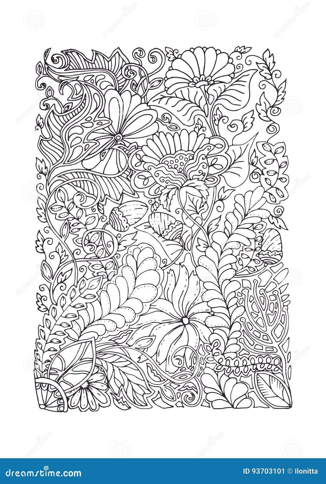 Adult coloring page spring design stock vector