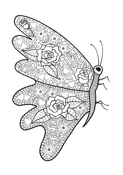 Spring flower abundance butterfly coloring page