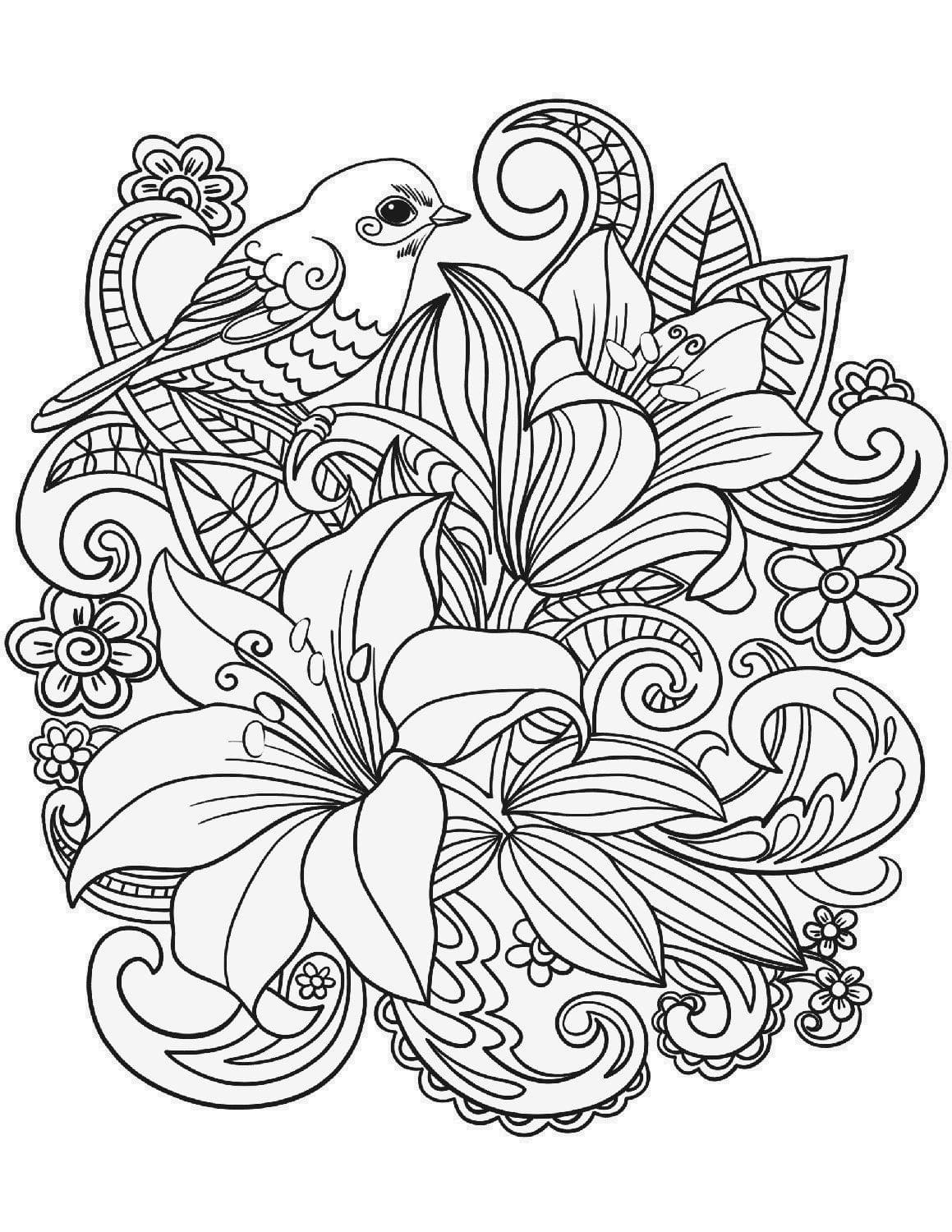 Spring coloring pages for adults