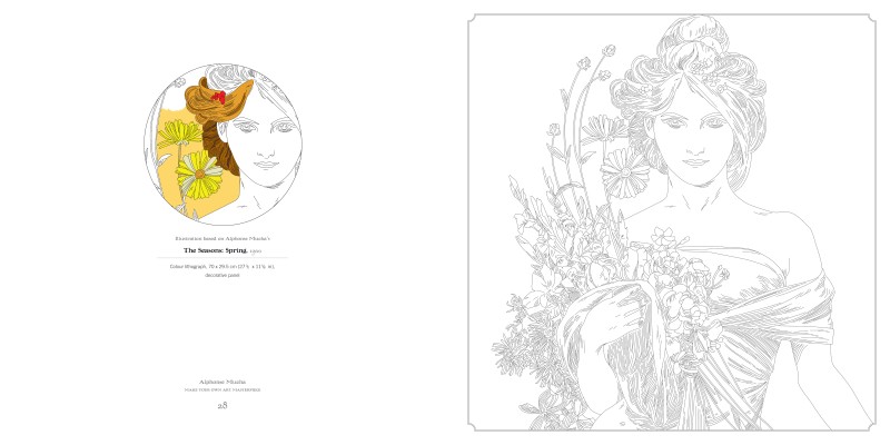 Alphonse mucha art colouring book
