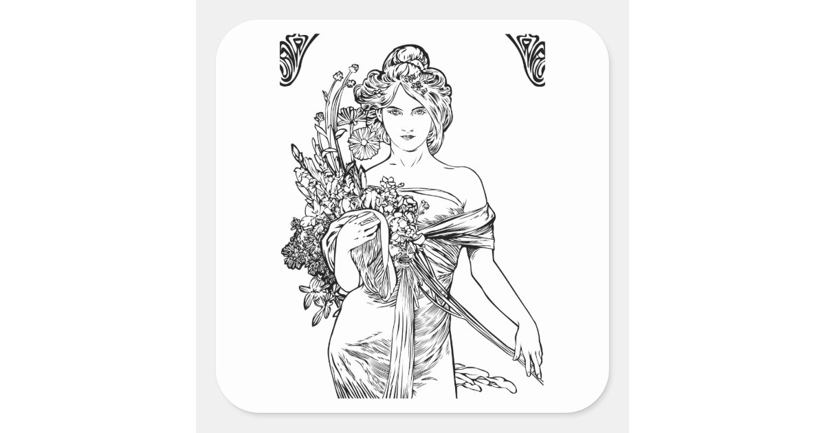 Art nouveau alphonse mucha sticker