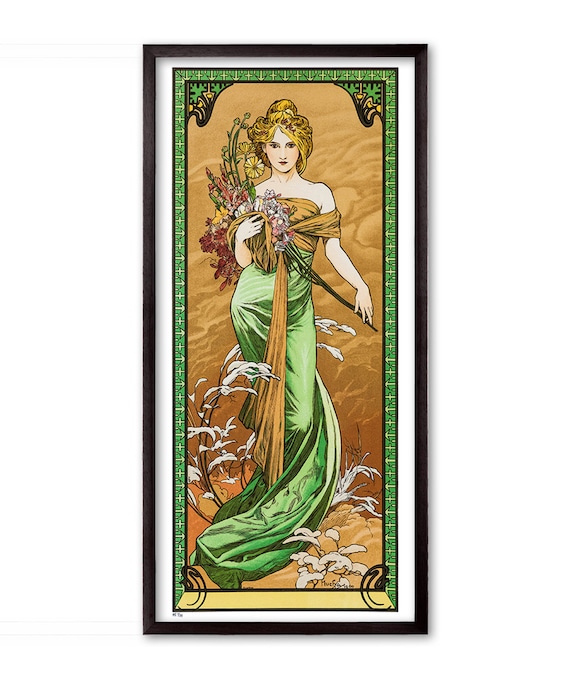 Spring by alphonse mucha fine art glicãe poster digital wall art illustration print decorative sku