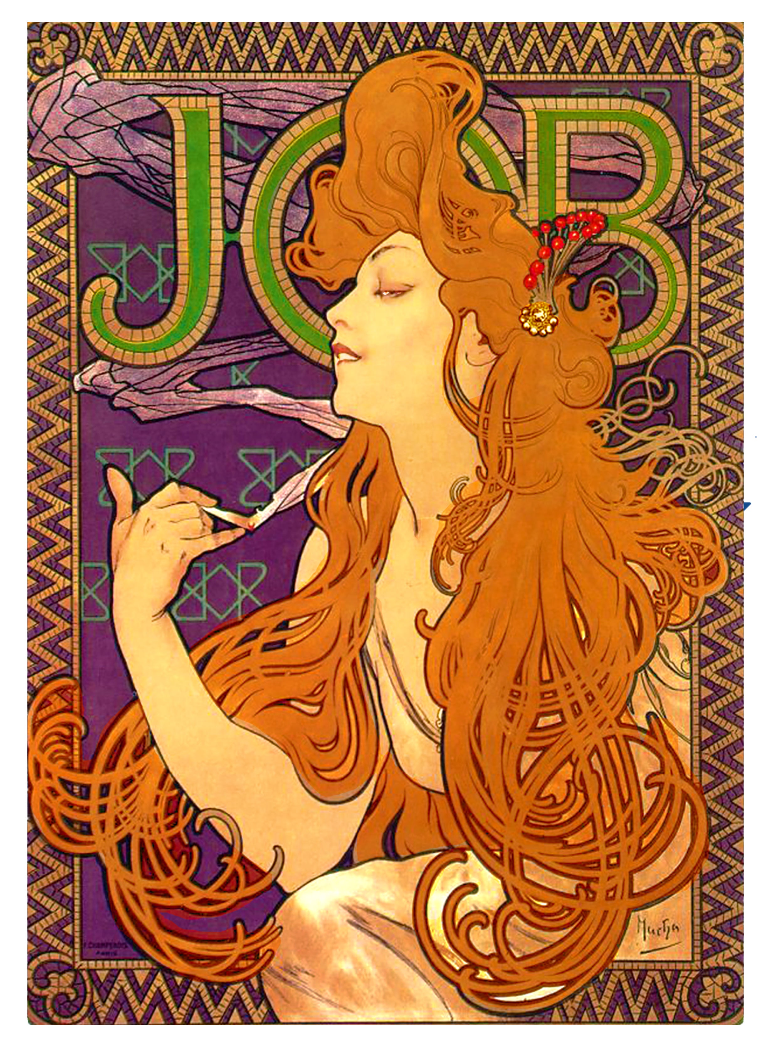 The seasons spring job by alphonse mucha counted cross stitch pattern orenco originals llc
