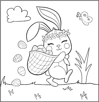 Easter coloring book for kids cute and simple easter bunny eggs and spring illustrations for kids ages