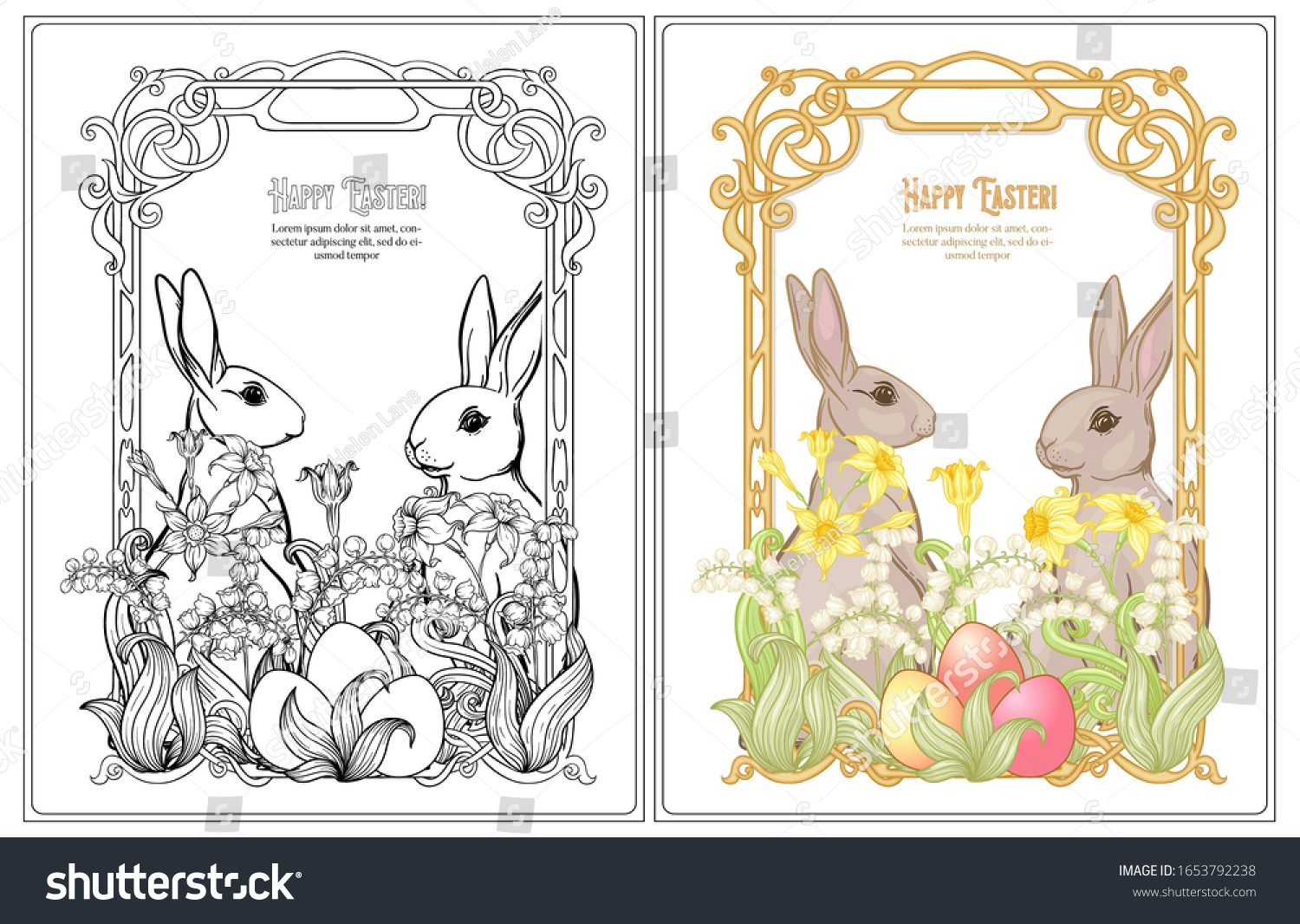 Happy easter coloring page adult coloring stock vector royalty free