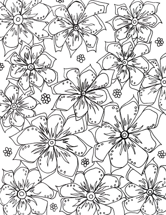 Spring and summer flowers coloring page