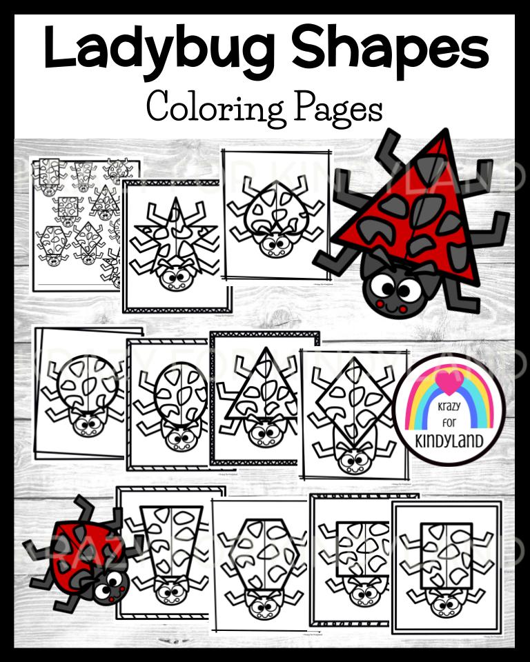 Ladybug shape coloring pages booklet spring summer bug insect math activity