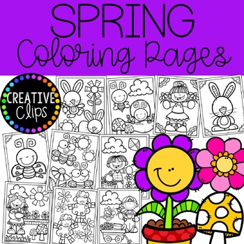 Seasonal coloring pages bundle summer fall winter spring coloring pages