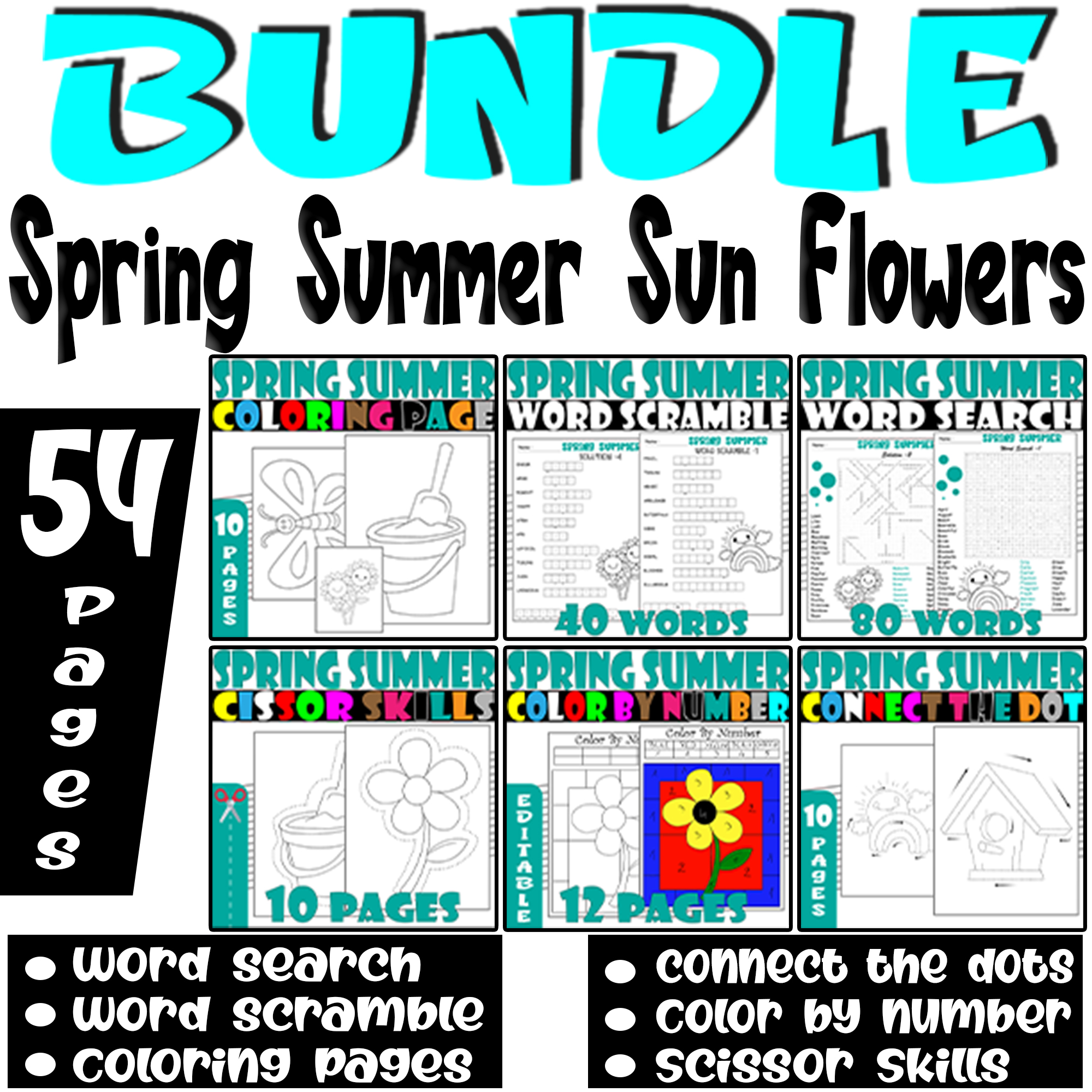 Spring summer sun flowers bundle spring summer sun flowers coloring activities made by teachers