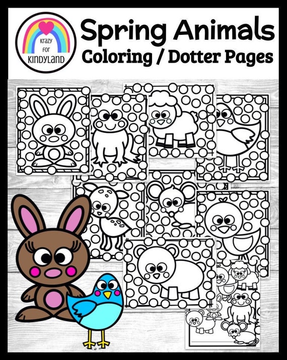 Spring animal coloring dauber pages rabbit duck frog bird dotter pages kids coloring pages coloring book kids coloring sheets