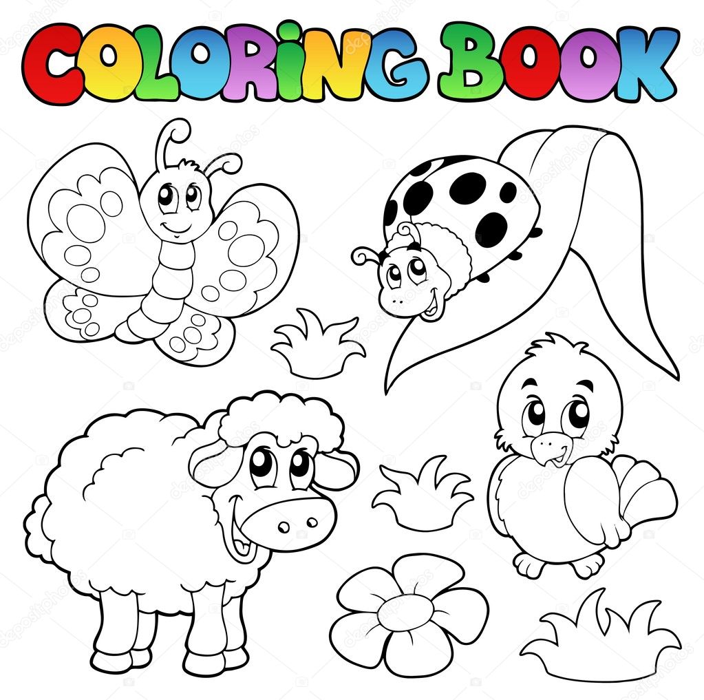 Coloring book with spring animals stock vector by clairev