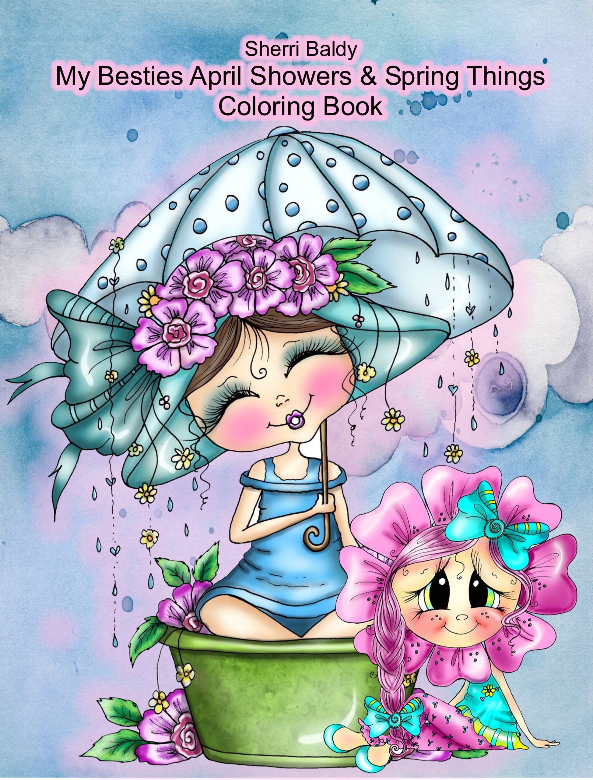 April showers spring things coloring book instant digital download images by the artist sherri baldy my
