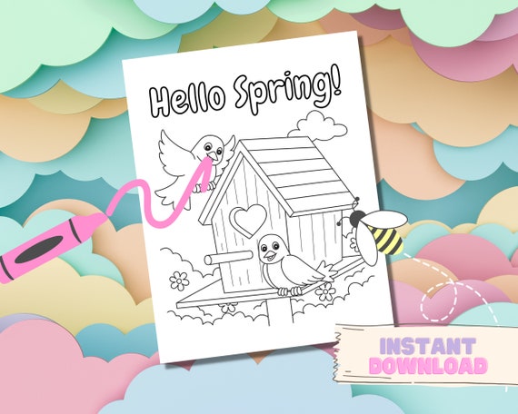 Spring bird coloring page coloring sheet spring coloring page for kids activities teacher resources coloring books instant download