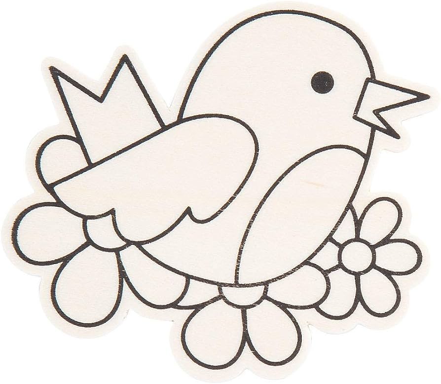 Color your own wood spring bird shapes pc