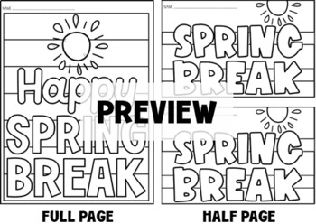 Spring break coloring pages by intentional momma tpt