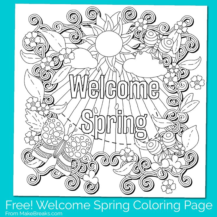 Free printable wele spring coloring page