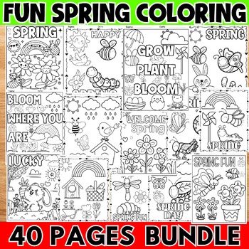 Spring break coloring pages tpt