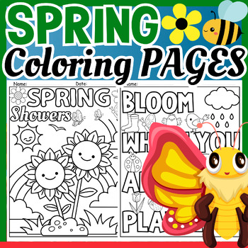 Spring break coloring pages tpt