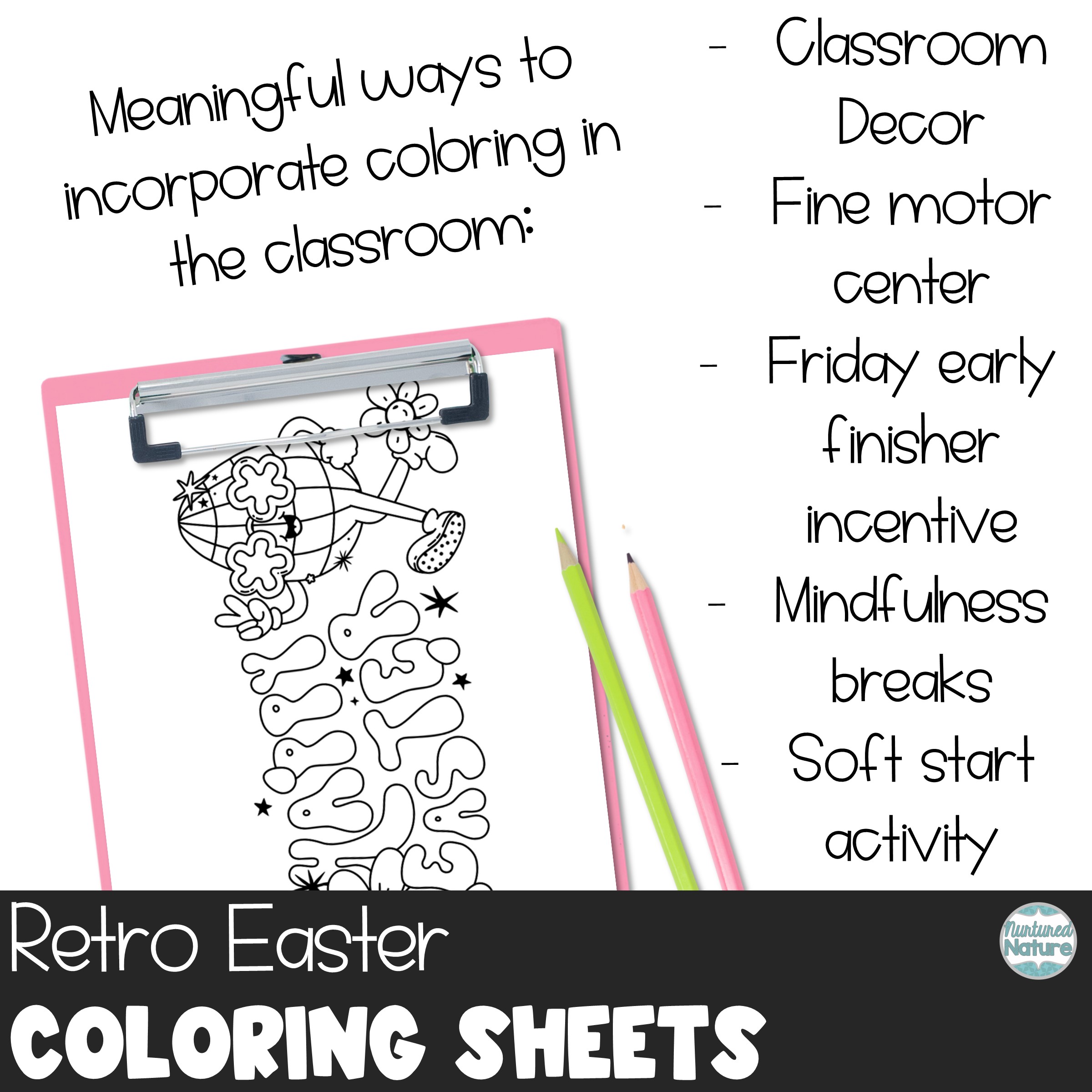 Retro easter coloring pages