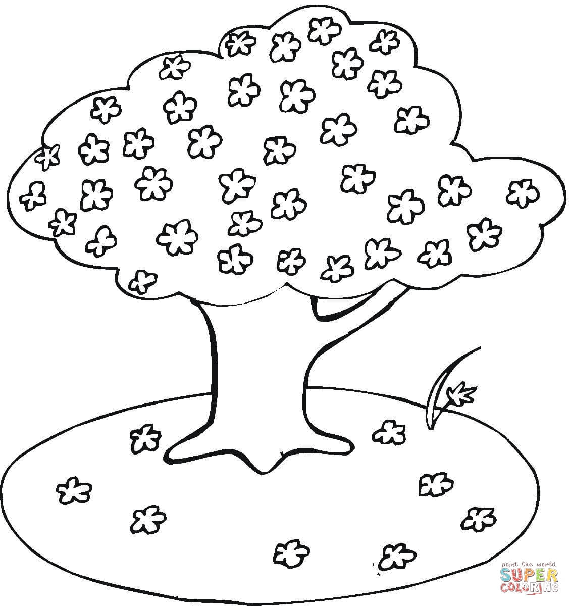 Blooming cherry tree coloring page free printable coloring pages