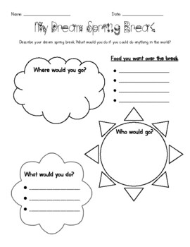 My spring break writing template tpt