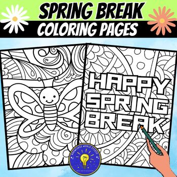 Spring break coloring pages tpt