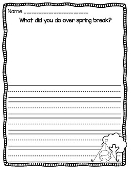 My spring break writing template tpt