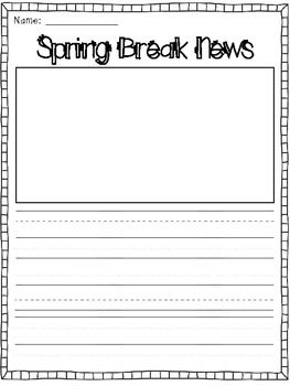 My spring break news a creative writing template spring break writing templates creative writing