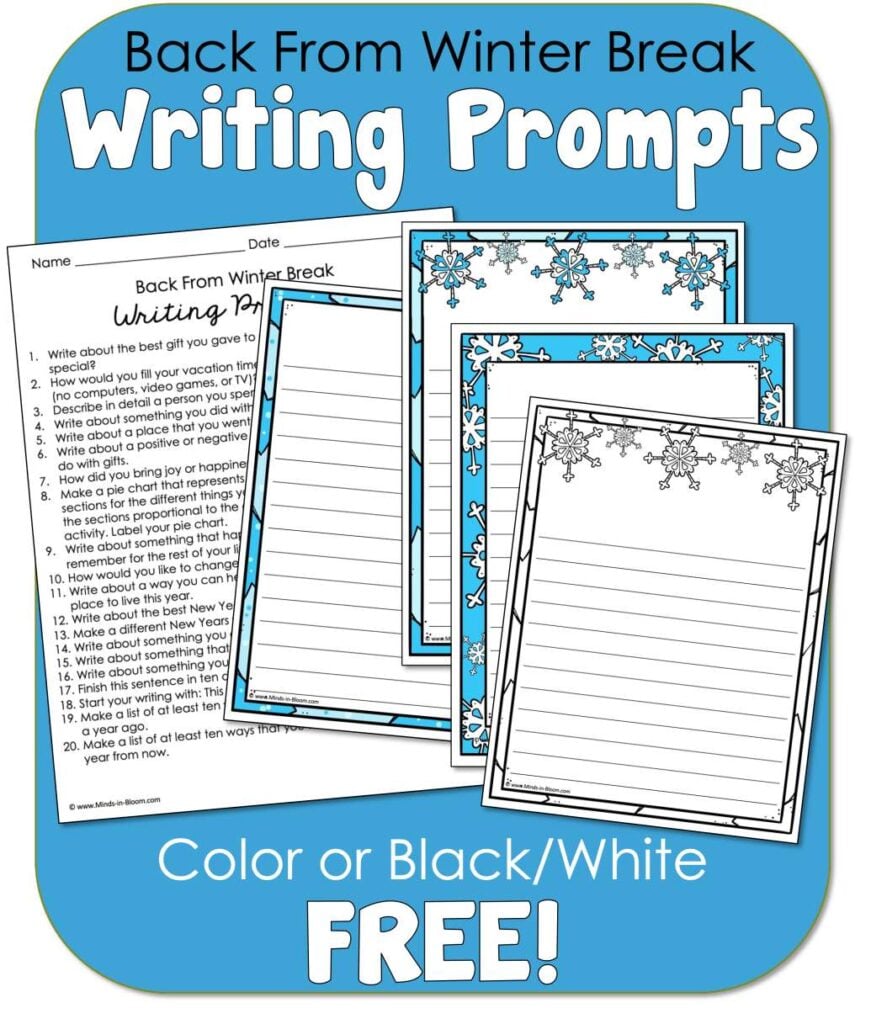 Back from winter break writing prompts