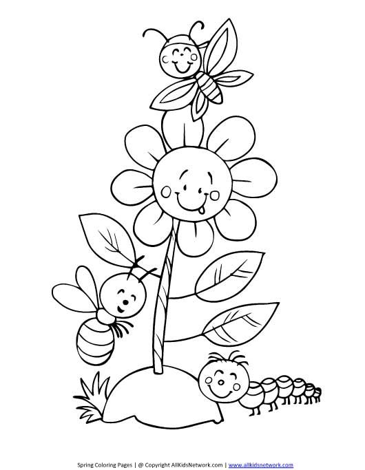 Spring flower coloring page spring coloring pages flower coloring pages bug coloring pages