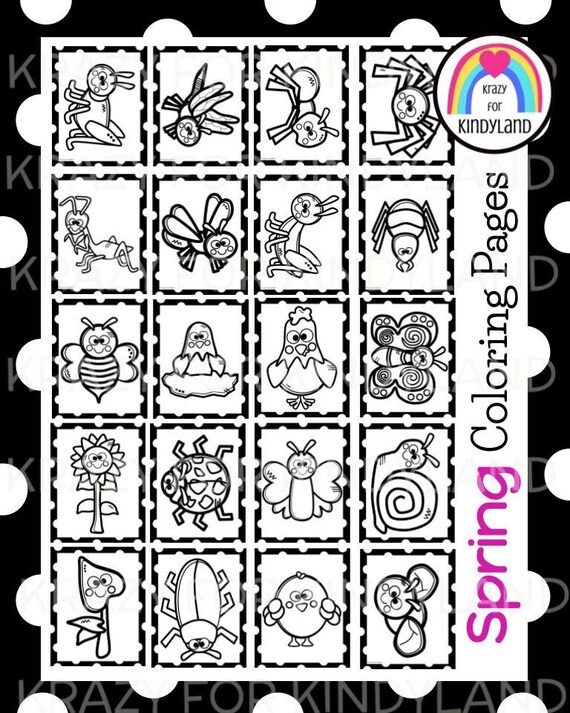Spring coloring pages bugs plants ladybug butterfly bee bird sunflower kids coloring pages coloring book kids coloring sheets