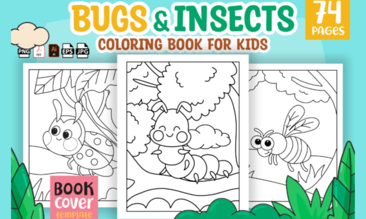 Give cute bugs and insects coloring pages for amazon kdp by lalpmohan