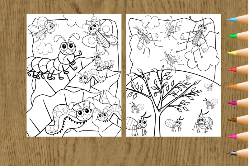 Coloring bugs kids printable indoor activity pages by prawny