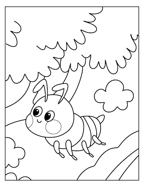 Premium vector printable bugs coloring pages for kids