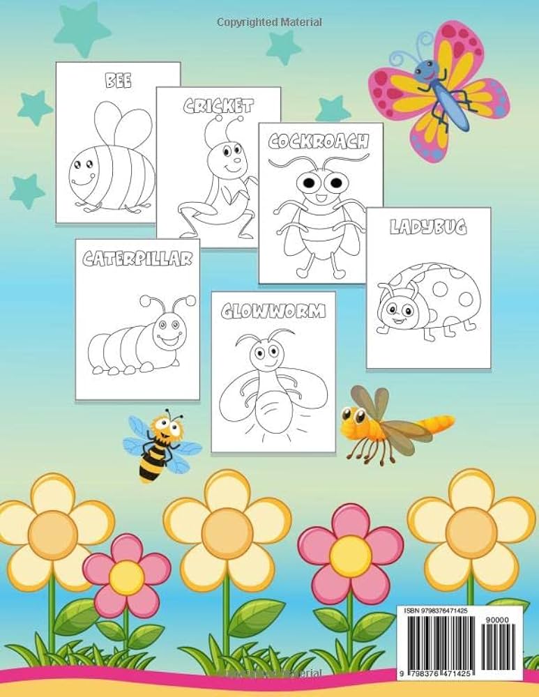 Bugs coloring book for toddlers fun easy coloring pages for toddler and kids ages preschool and kindergarten coloring book kids coloring activity books activity books vivian books