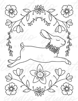 Spring bunny printable coloring page by studio seventy one tpt