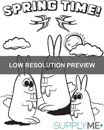 Printable cartoon bunnies spring coloring page for kids â