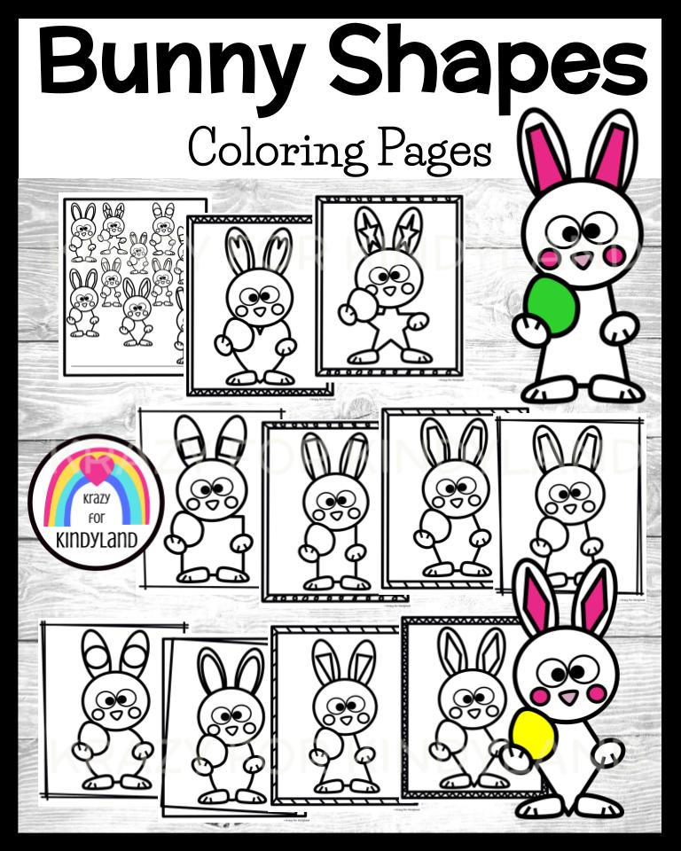 Bunny rabbit shape coloring pages booklet spring easter activity kindergarten