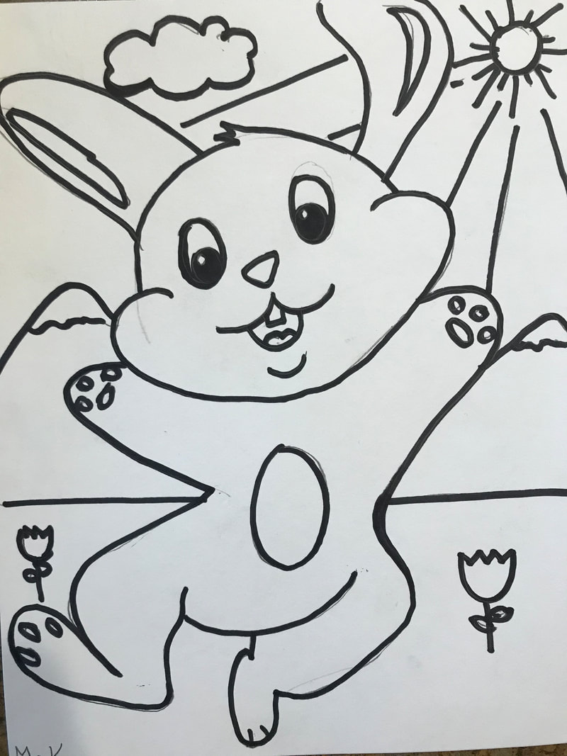 Spring bunny drawing