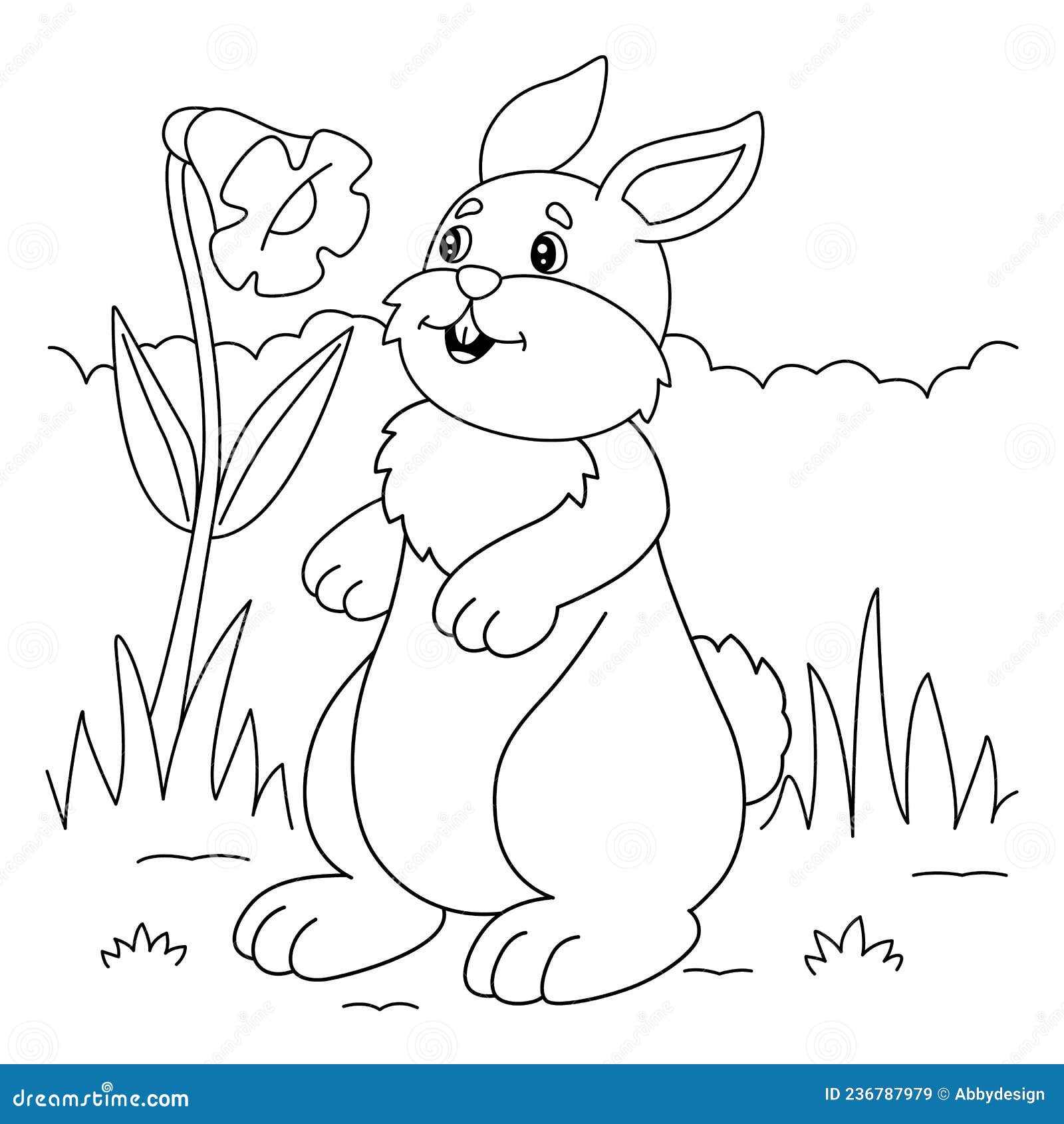 Rabbit coloring page for kids stock vector