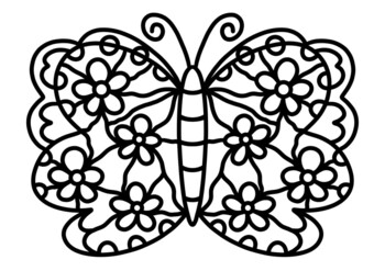Spring flower butterfly coloring sheet for kids by sinedigitaldesigns