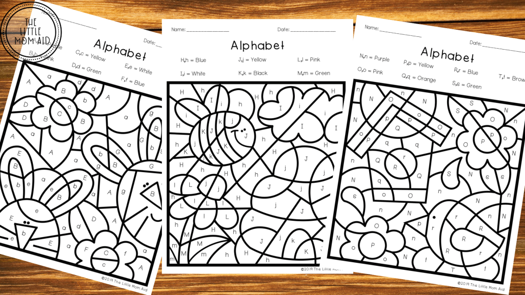 Spring color by letter worksheets